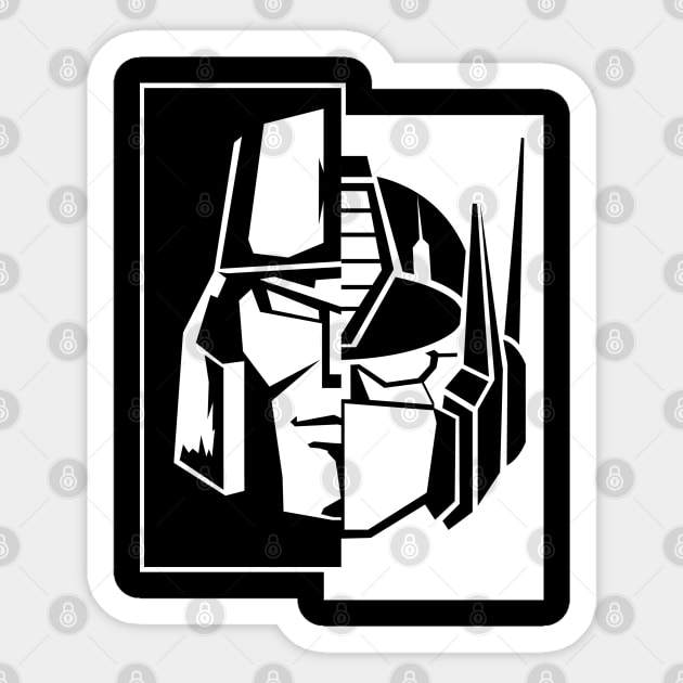 Transformers - GEN 1- Optimus Megatron mashup Sticker by ROBZILLA